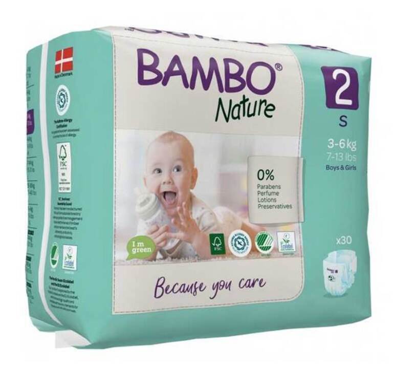 BAMBO NATURE Eко бебешки пелени Newborn, размер S 2 3-6 кг