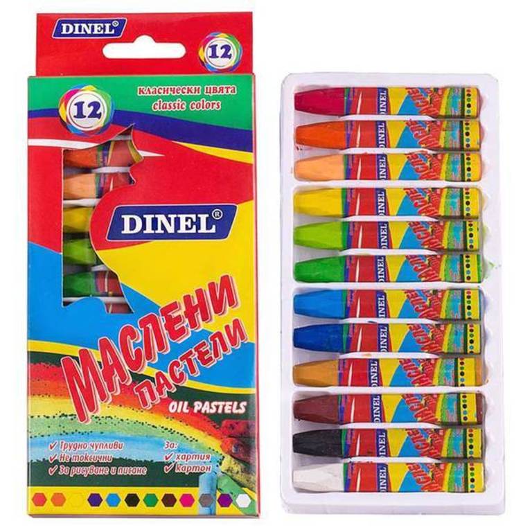 Маслени пастели 12 цвята DINEL