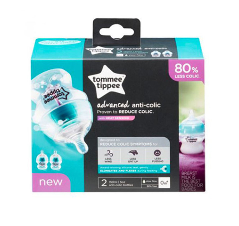 TOMMEE TIPPEE Шише за хранене Anti-Colic Plus 150ml 0m+ 2 бр