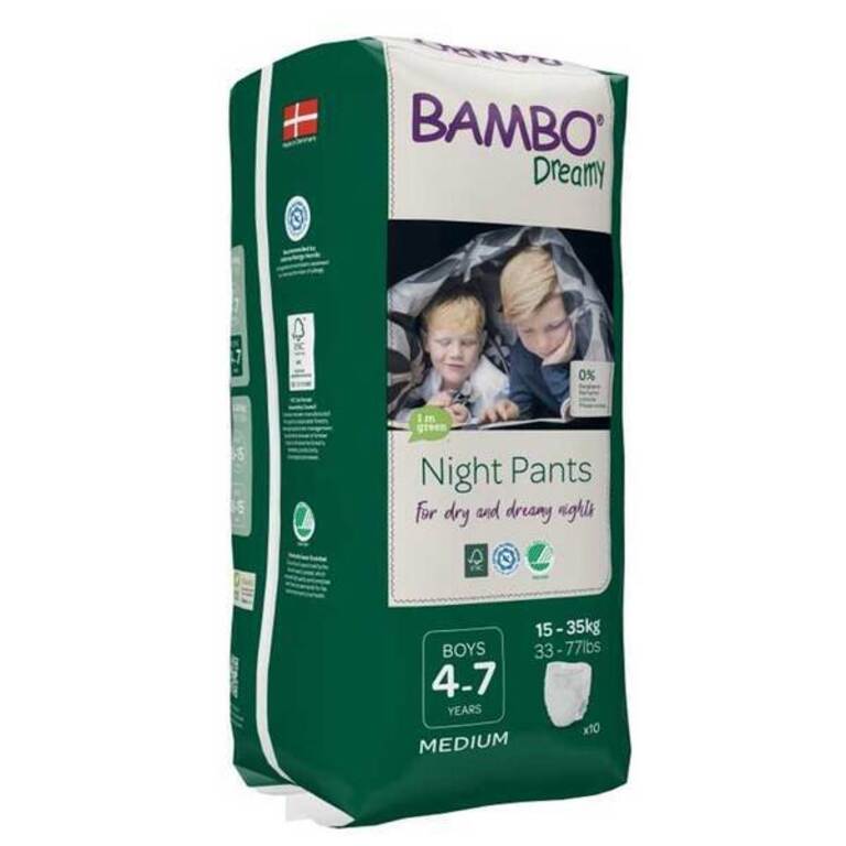 BAMBO NATURE Нощни еко пелени гащи Bambo Dreamy, момче, 4-7 години, 15-35кг., 10 бр.