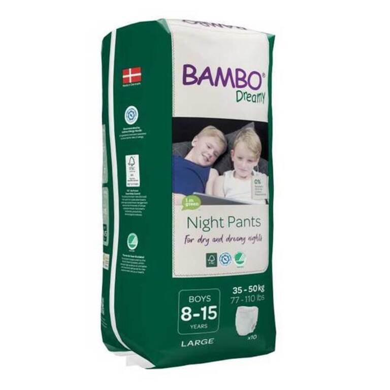 BAMBO NATURE Нощни еко пелени гащи Bambo Dreamy, момче, 8-15 години, 35-50кг., 10 бр.