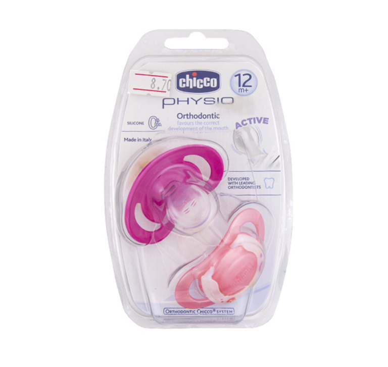CHICCO Залъгалка силикон PHYSIO Ортодонтик 12+/2БР 